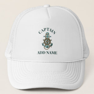 Boat Captain Add Your Name Nautical Anchor Trucker Hat
