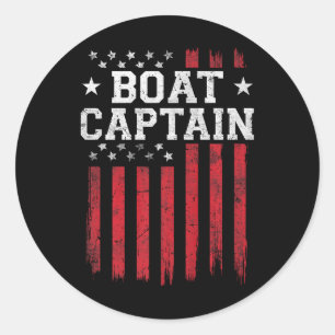 Boat Captain American Flag USA Patriot Patriotic Classic Round Sticker