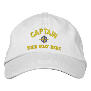 Boat captain and ships compass embroidered hat