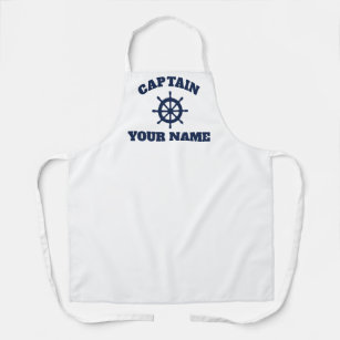 Boat captain apron with nautical ship wheel icon