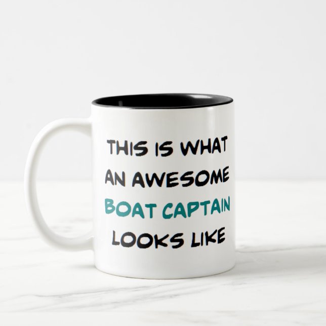 boat captain, awesome Two-Tone coffee mug (Left)