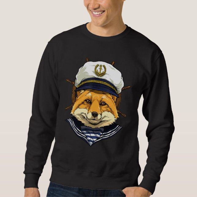 Boat Captain Fox Boat  Boat Owners Sailor Fox Sweatshirt (Front)