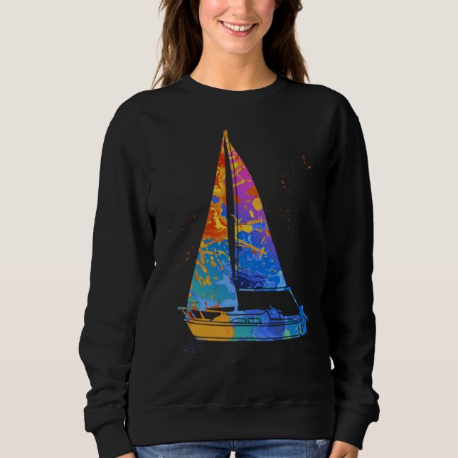 Boat Captain Graphic Sail Boat Motor Boat Captain Sweatshirt (Front)