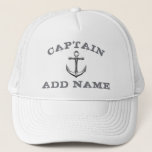 Boat captain hats with nautical anchor and name<br><div class="desc">Boat captain hats with nautical anchor and name</div>