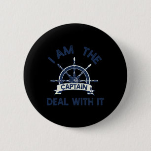 Boat Captain Men Women Funny Boating Sailing Ponto 6 Cm Round Badge