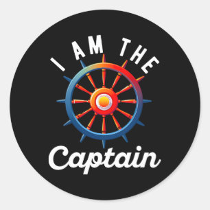 Boat Captain Men Women Funny Boating Sailing Ponto Classic Round Sticker