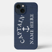 Boat Captain Name Nautical Anchor Navy Blue