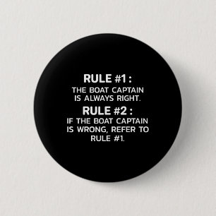 Boat Captain Rules Funny Boating 6 Cm Round Badge