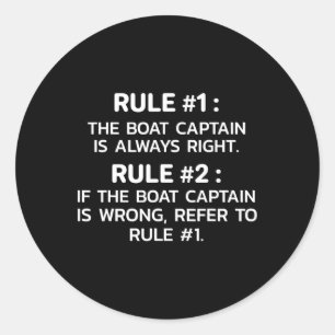 Boat Captain Rules Funny Boating Classic Round Sticker