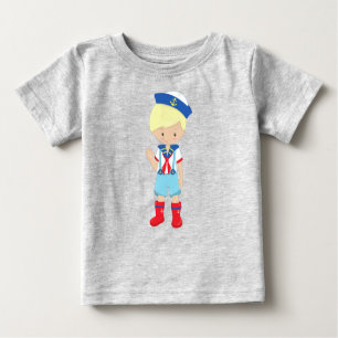 Boat Captain, Skipper, Blonde Hair, Cute Boy Baby T-Shirt