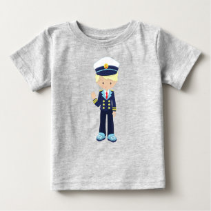 Boat Captain, Skipper, Cute Boy, Blonde Hair Baby T-Shirt