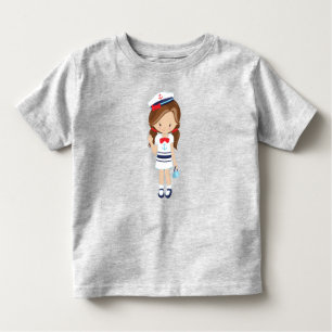 Boat Captain, Skipper, Cute Girl, Brown Hair Toddler T-Shirt