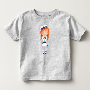 Boat Captain, Skipper, Cute Girl, Orange Hair Toddler T-Shirt