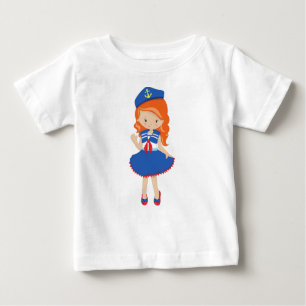 Boat Captain, Skipper, Orange Hair, Cute Girl Baby T-Shirt