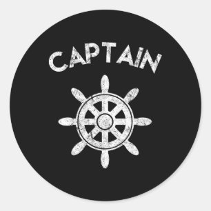Boat Captain Wheel Sailboat Boating Sailor Gifts Classic Round Sticker