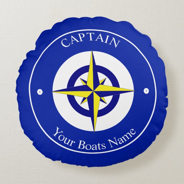 Boat captains nautical round cushion (Front)