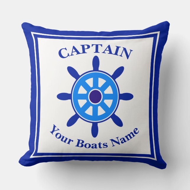 Boat captains ships wheel throw pillow (Front)