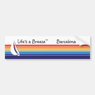 Boat Colour Square_Life's a Breeze™_Barcelona Bumper Sticker