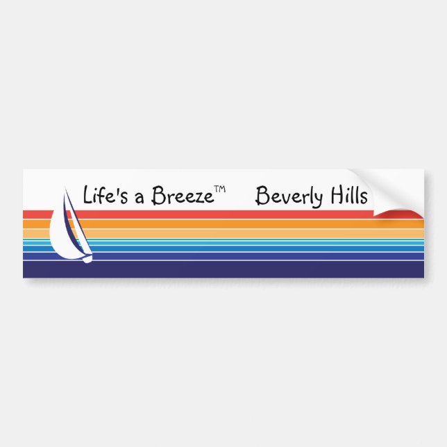 Boat Colour Square_Life's a Breeze™_Beverly Hills Bumper Sticker (Front)