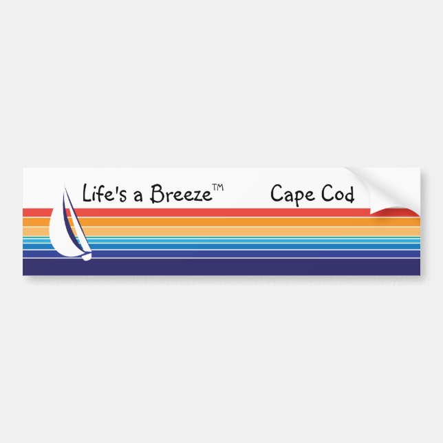 Boat Colour Square_Life's a Breeze™_Cape Cod Bumper Sticker (Front)