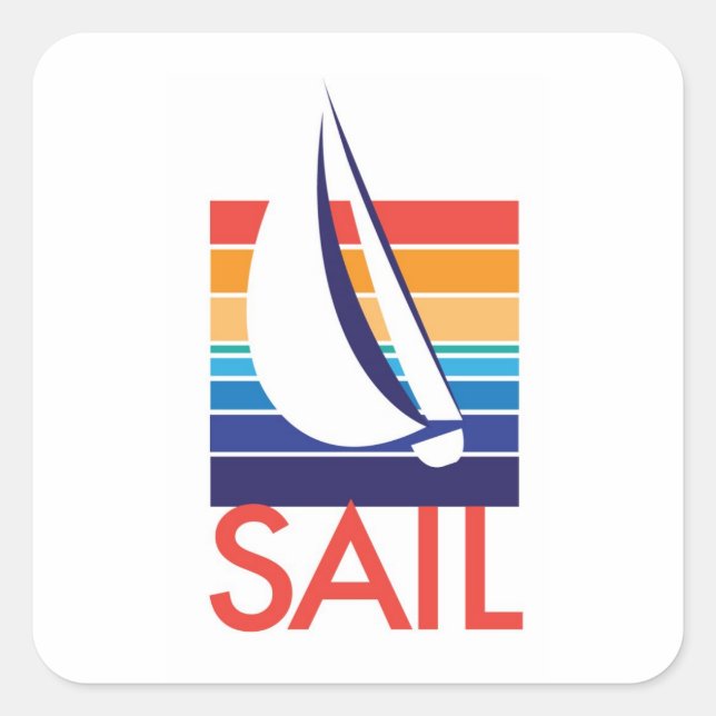 Boat Colour Square_Sail_ocean-to-sunset Square Sticker (Front)