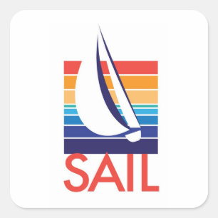 Boat Colour Square_Sail_ocean-to-sunset Square Sticker