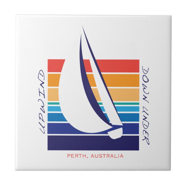 Boat Colour Square_UpDown Perth Memories Ceramic Tile (Front)