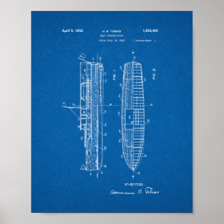 Boat Construction Patent - Blueprint Poster