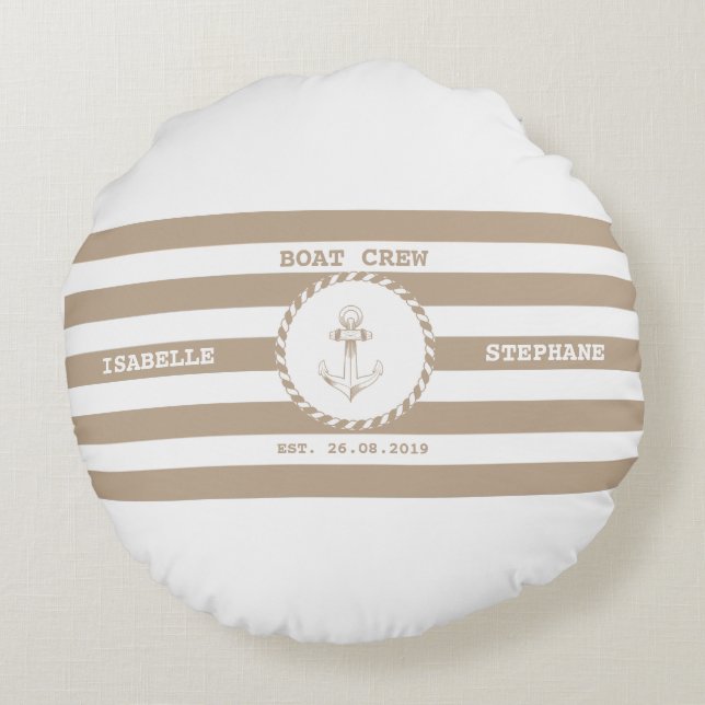 Boat Crew Brown Tyla Round Cushion (Back)
