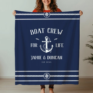 Boat Crew For Life Nautical Modern Custom Name Fle Fleece Blanket