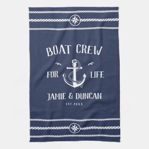 Boat Crew For Life Nautical Modern Custom Name Tea Towel