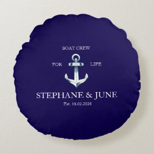 Boat crew for life round cushion