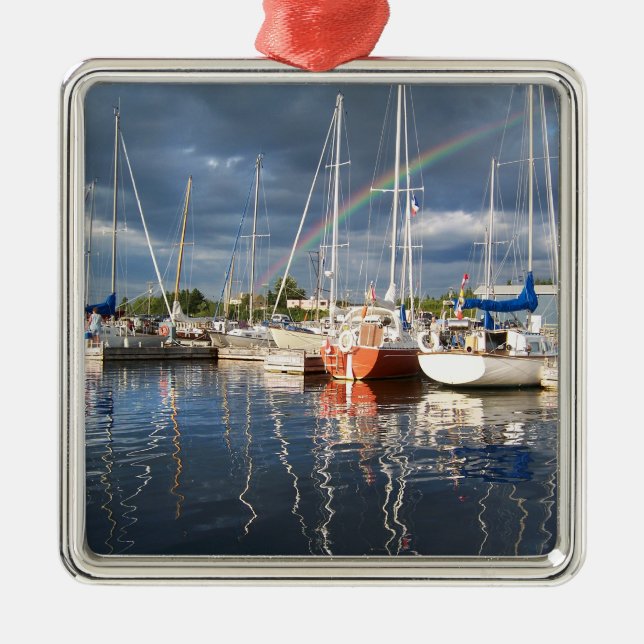 Boat Dock at Marina Photograph Metal Tree Decoration (Front)