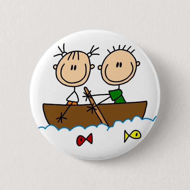 Boat Fishing Stick Figure Button (Front)