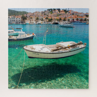 Boat Floating in Clear Water Croatia Jigsaw Puzzle