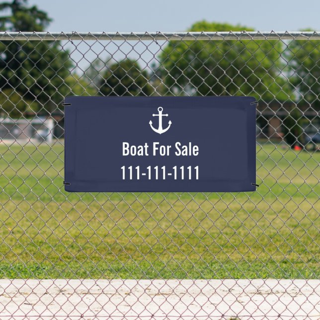 Boat For Sale Blue and White Phone Number Template Banner (Insitu)