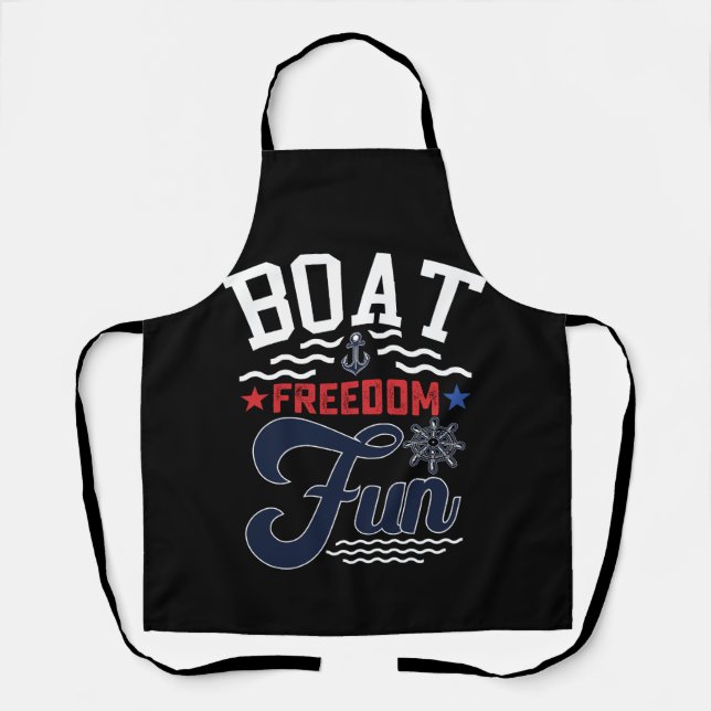 Boat Freedom Fun 4th Of July Boater  Apron (Front)