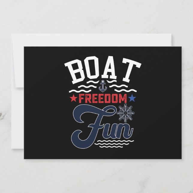Boat Freedom Fun 4th Of July Boater  Invitation (Front)