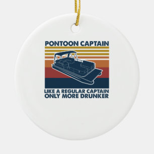 Boat Gift Funny Vintage Pontoon Boat Gift Idea Ceramic Ornament