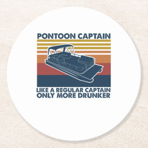 Boat Gift Funny Vintage Pontoon Boat Gift Idea Round Paper Coaster