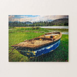 Boat green landscape jigsaw puzzle