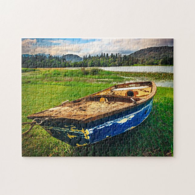 Boat green landscape jigsaw puzzle (Horizontal)