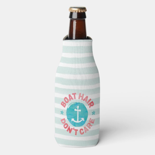 "Boat Hair Don't Care” (Personalised) Bottle Cooler (Bottle Front)