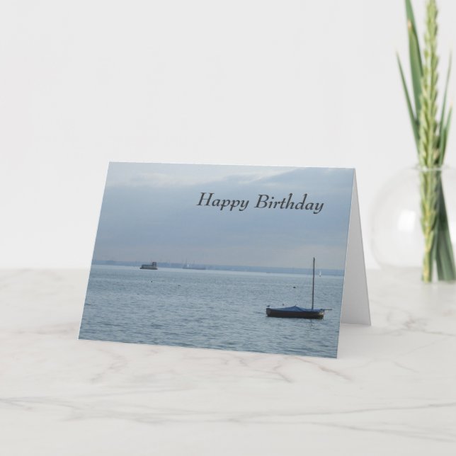 Boat & Harbor  Birthday Card (Front)