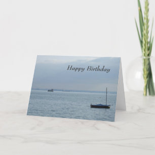 Boat & Harbour  Birthday Card