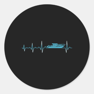 Boat Heartbeat Boating Captain Owner Sailor Boater Classic Round Sticker