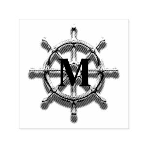 Boat Helm Wheel Monogram Self Inking Rubber Stamp