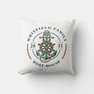 Boat House Anchor Boat Wheel Year Est Personalised Cushion