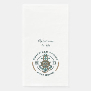 Boat House Anchor Boat Wheel Year Est Personalised Napkin
