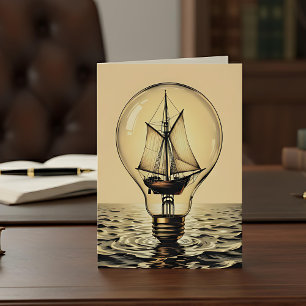 Boat in a Lightbulb   Happy Birthday for Husband Card